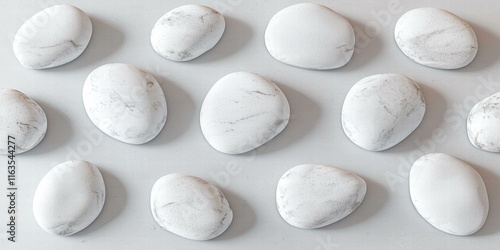 Smooth white stones arranged in a pattern. AI.