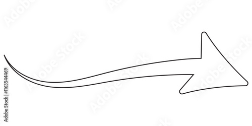Round curl long arrow. Thin arrow curled symbol icon. Arrow swish sign.