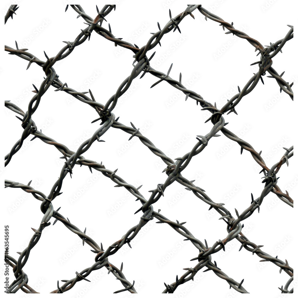 Barbed Wire Fence in Rural Landscape Transparent PNG Background. Barbed Wire Fence in Rural Landscape Transparent PNG Background.