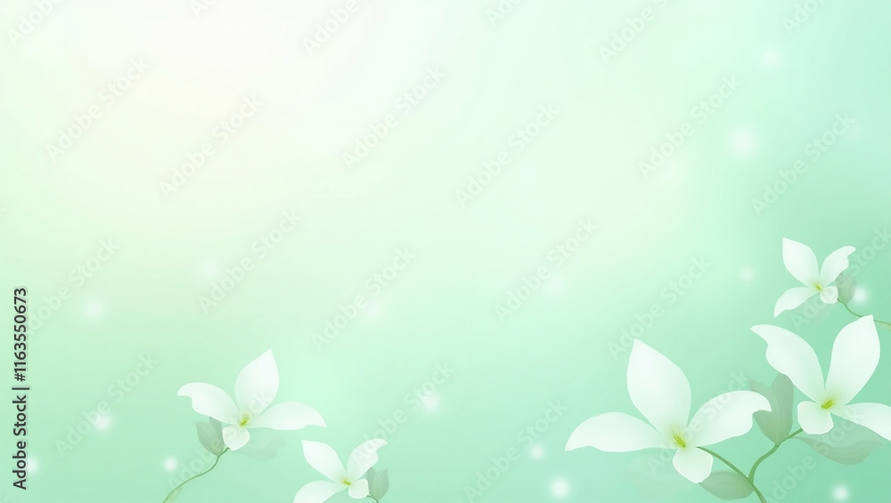 Fototapeta premium Feminine Mint Green Abstract Floral Pattern with Soft Petals Background