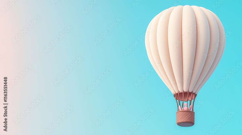 Obraz premium Pastel chocolates idea. A serene hot air balloon floating against a clear blue sky, symbolizing adventure.