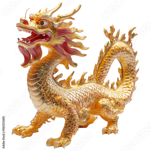 Chinese Golden Dragon Isolated for Cultural Representation Transparent PNG Background. photo