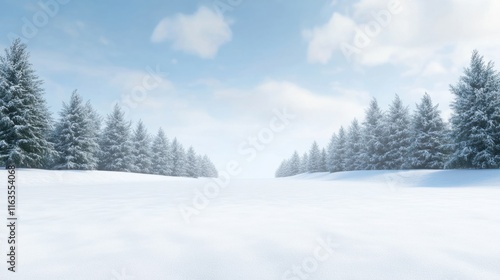 Wallpaper Mural A wide-open snowfield with a distant tree line under a crisp winter sky, isolated on a transparent background Torontodigital.ca