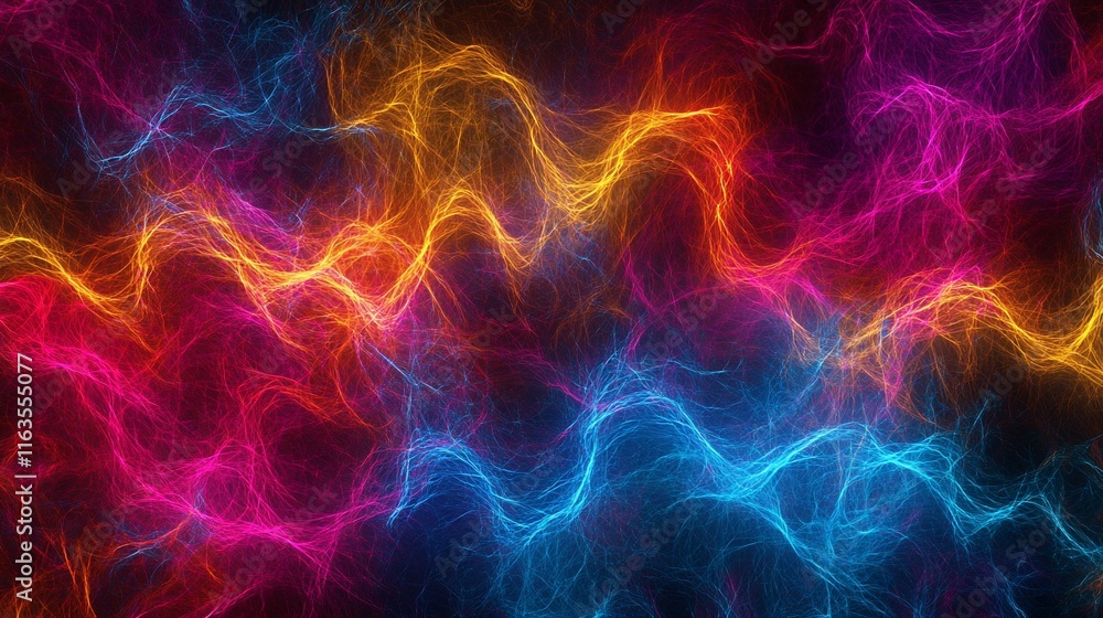 Abstract energy flowing lines of orange, red, pink, and blue. Abstract energy flowing lines of orange, red, pink, and blue.