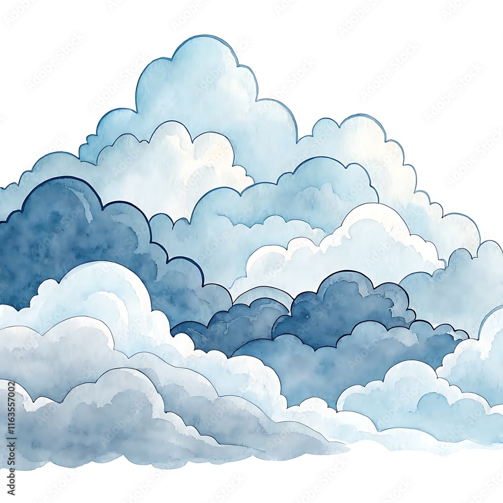 Watercolor Layered Clouds in Blue Tones
Watercolor Layered Clouds in Blue Tones