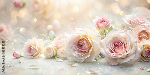 A Delicate Arrangement of Pastel Roses with a Soft, Dreamy Background
