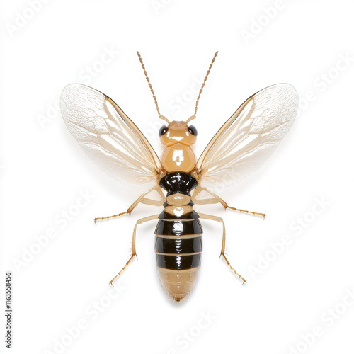 detailed close up of termite showcasing its segmented body and wings, highlighting its unique features and structure photo