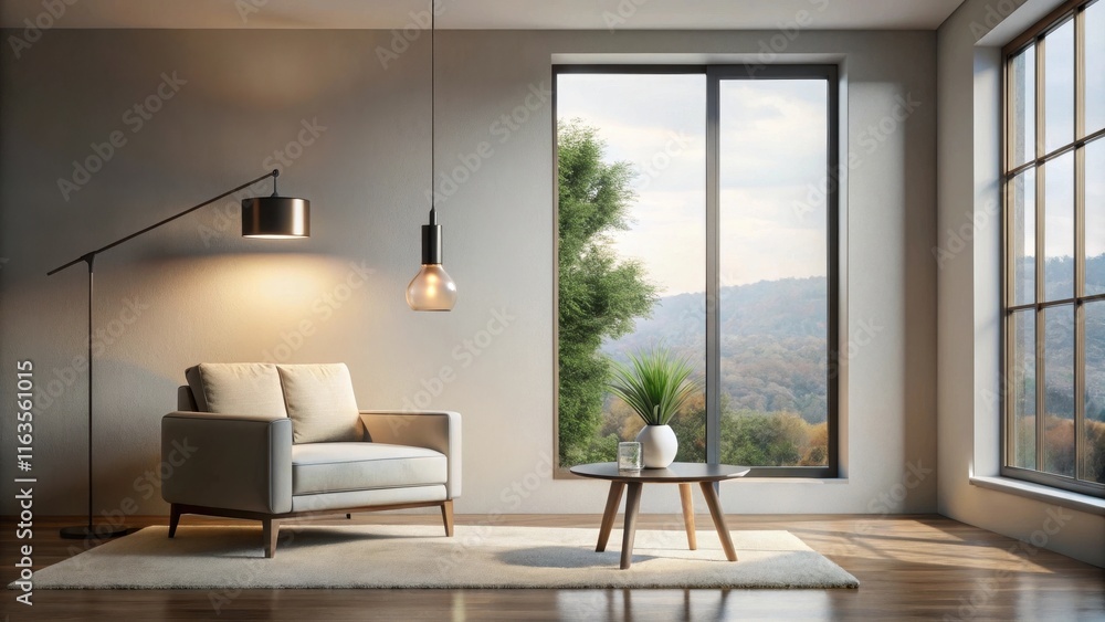 Fototapeta premium Relaxing Living Room Interior Design with Modern Furniture and Natural Light