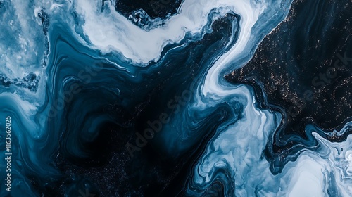 A sleek abstract composition of black, dark blue, and white smooth flowing lines, high-definition with a soft gradient effect.