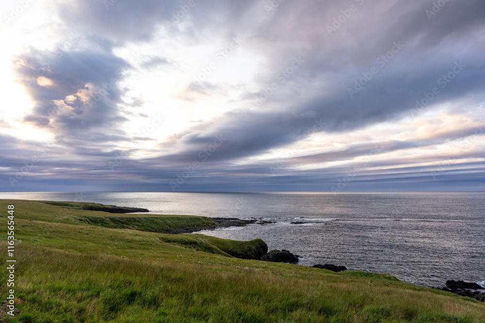 Rocky cliffs along the sea on the Vatnsnes peninsula, located on the east coast of Iceland Rocky cliffs along the sea on the Vatnsnes peninsula, located on the east coast of Iceland