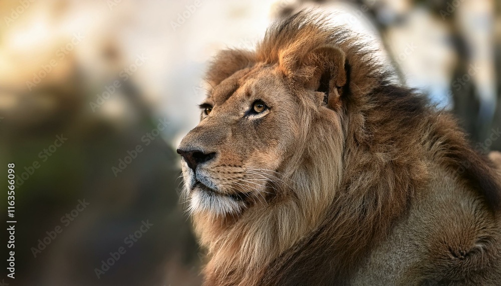 photo of a male lion in the middle of the forest photo of a male lion in the middle of the forest