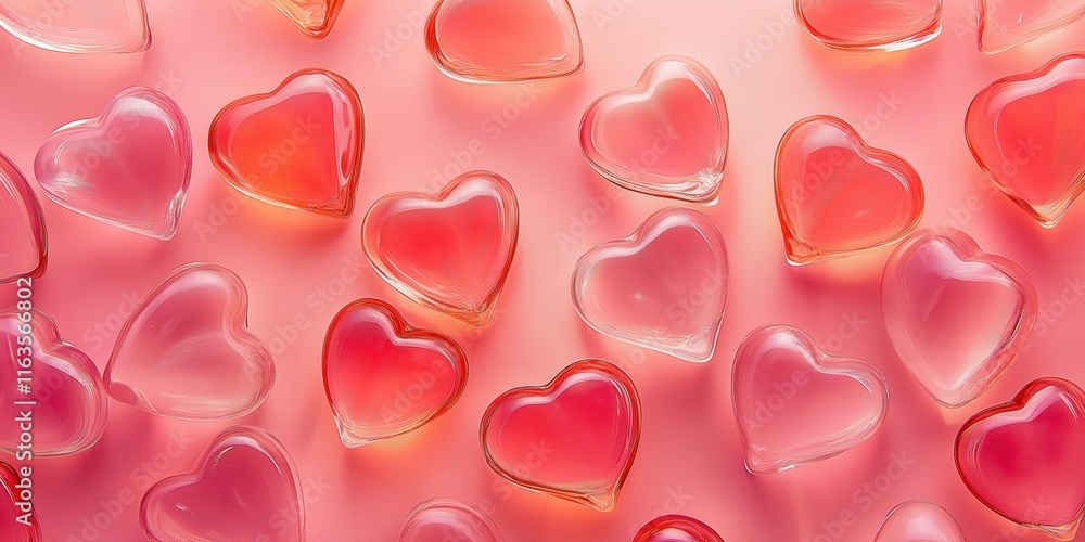 A soft gradient pink and red background adorned with floating heart shapes A soft gradient pink and red background adorned with floating heart shapes