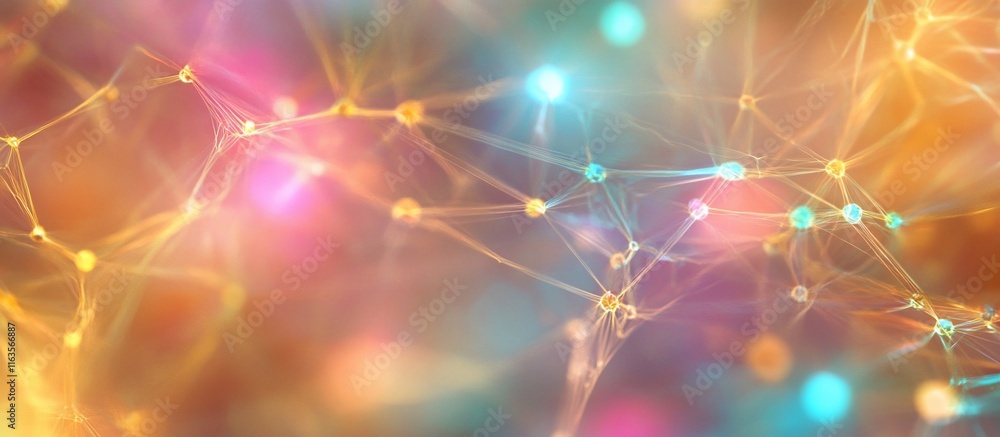 Fototapeta premium Abstract network of interconnected luminous nodes.