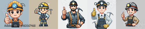 smiling mine worker vector character