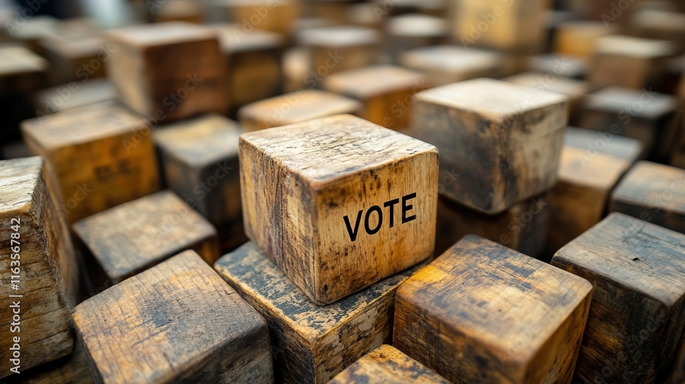 Wooden cubes with text VOTE Wooden cubes with text VOTE