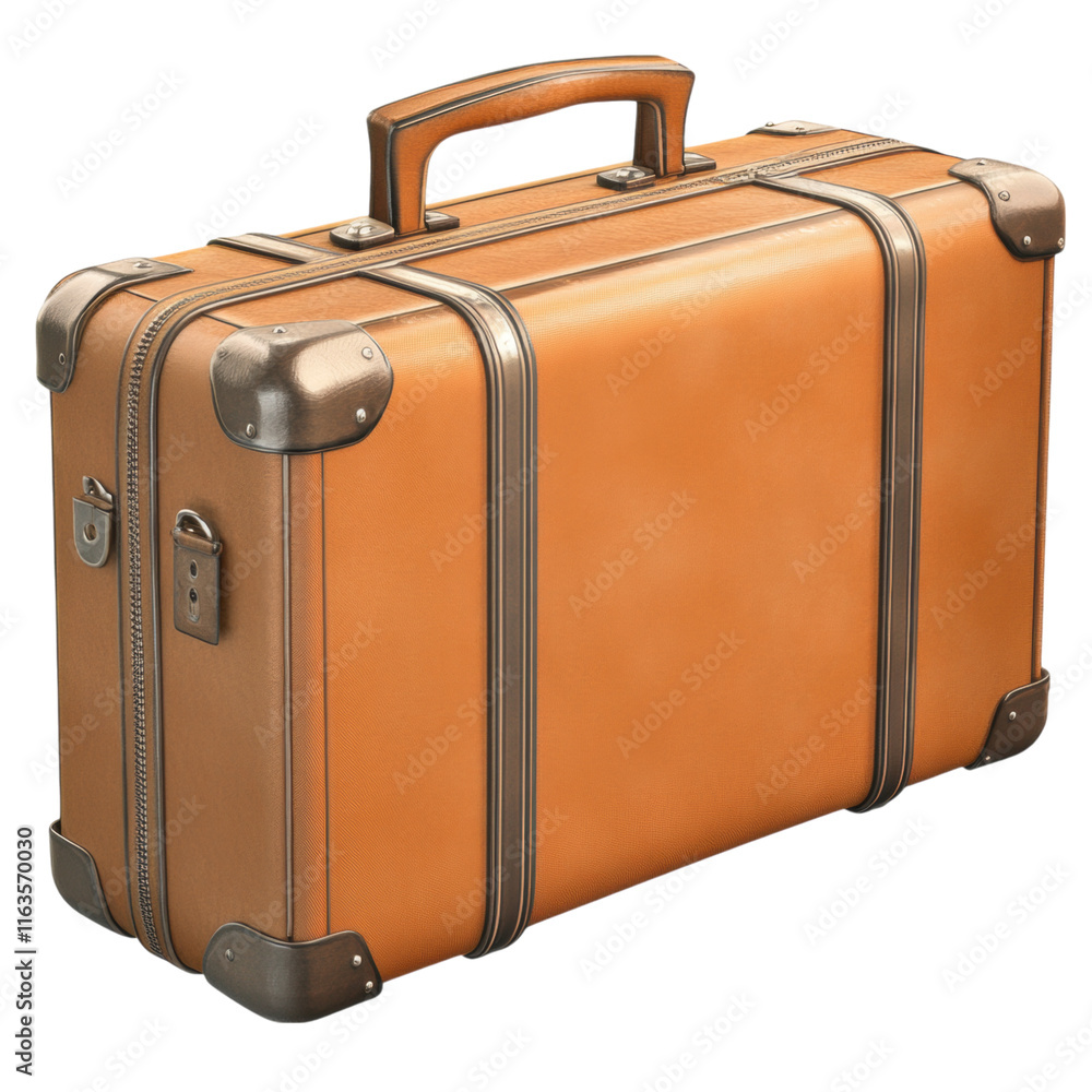 Closed zipper suitcase, single object design, isolated on , ideal for travel-themed graphics and presentations