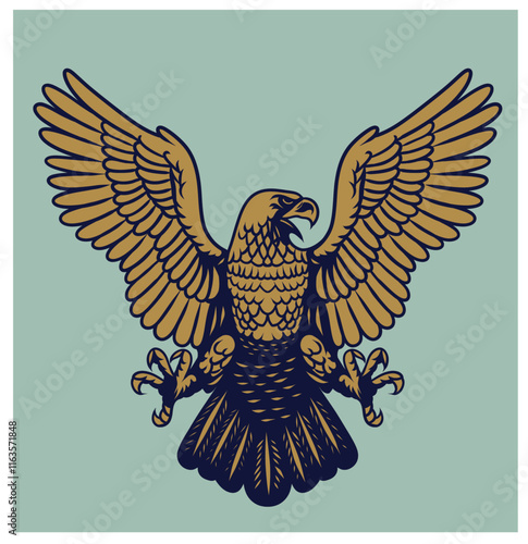 eagle in vintage handdrawn style vector illustration