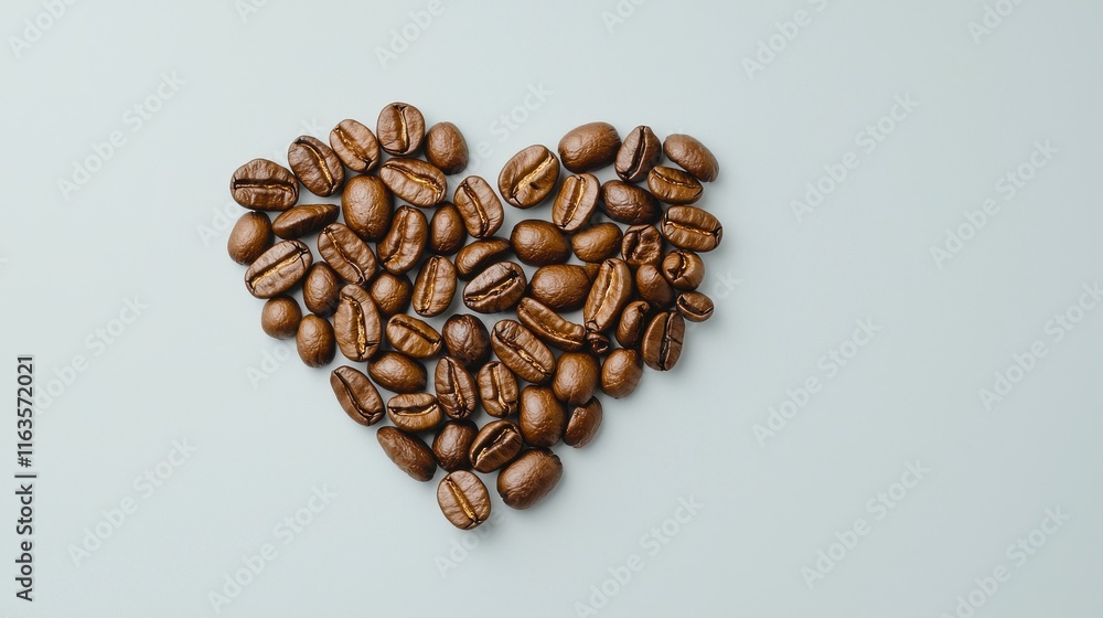 Heart Shape Made of Coffee Beans on Light Background Heart Shape Made of Coffee Beans on Light Background