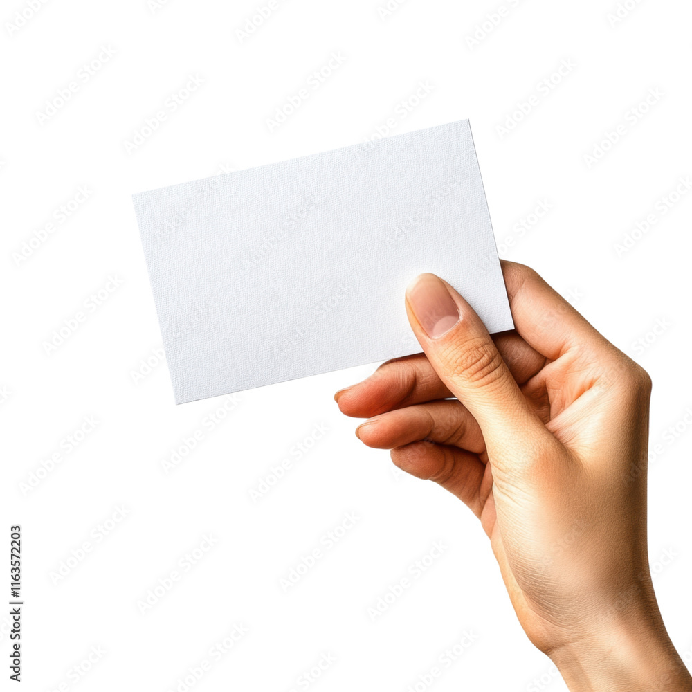 Fototapeta premium Blank card mock-up, transparent background, versatile design, ideal for branding, invitations, and promotional materials.