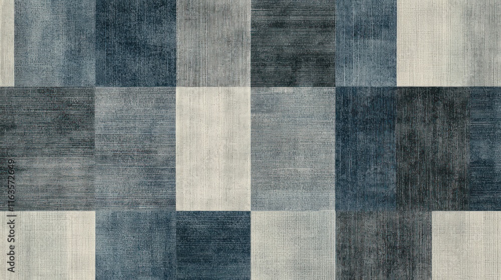 Abstract Textured Rectangular Pattern in Blues and Off White Abstract Textured Rectangular Pattern in Blues and Off White