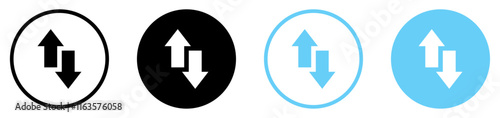Free Download Internet data icon button with arrow symbol. Up and down arrow icon set in black and blue circle. Upward downward arrows sign symbol vector illustration. Flat design. - GFXLoad
