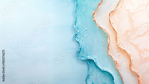 Captivating Flow of Watercolors Blending Harmoniously: A Serene Display of Graceful Hues, Showcasing Fluid Shapes and Gentle Ripples that Evoke a Sense of Calm and Beauty photo