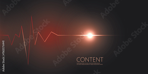Abstract cardiogram on dark background. Vector banner design