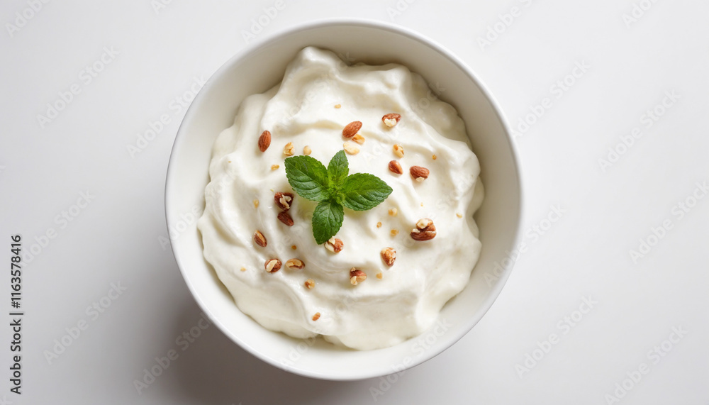 Bulgarian Yogurt Creamy Bowl Top View Healthy Breakfast