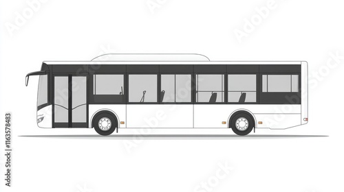 Side View of a White Bus on a White Background