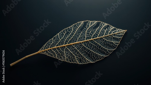 Delicate Skeletal Leaf on Dark Background A Study in Nature's Intricate Design