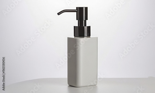 Wallpaper Mural Soap Dispenser with Black Pump and Gray Body Torontodigital.ca
