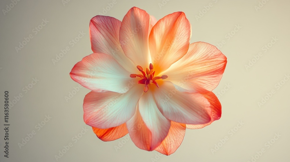 Obraz premium Minimalist flower on taupe background with gentle natural light