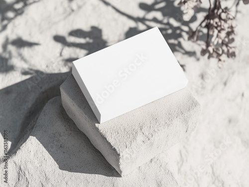White business card mock up on concrete