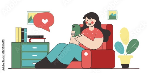 Ai generated fun cute girl enjoying relaxing time in comfy armchair cozy room digital art vibes