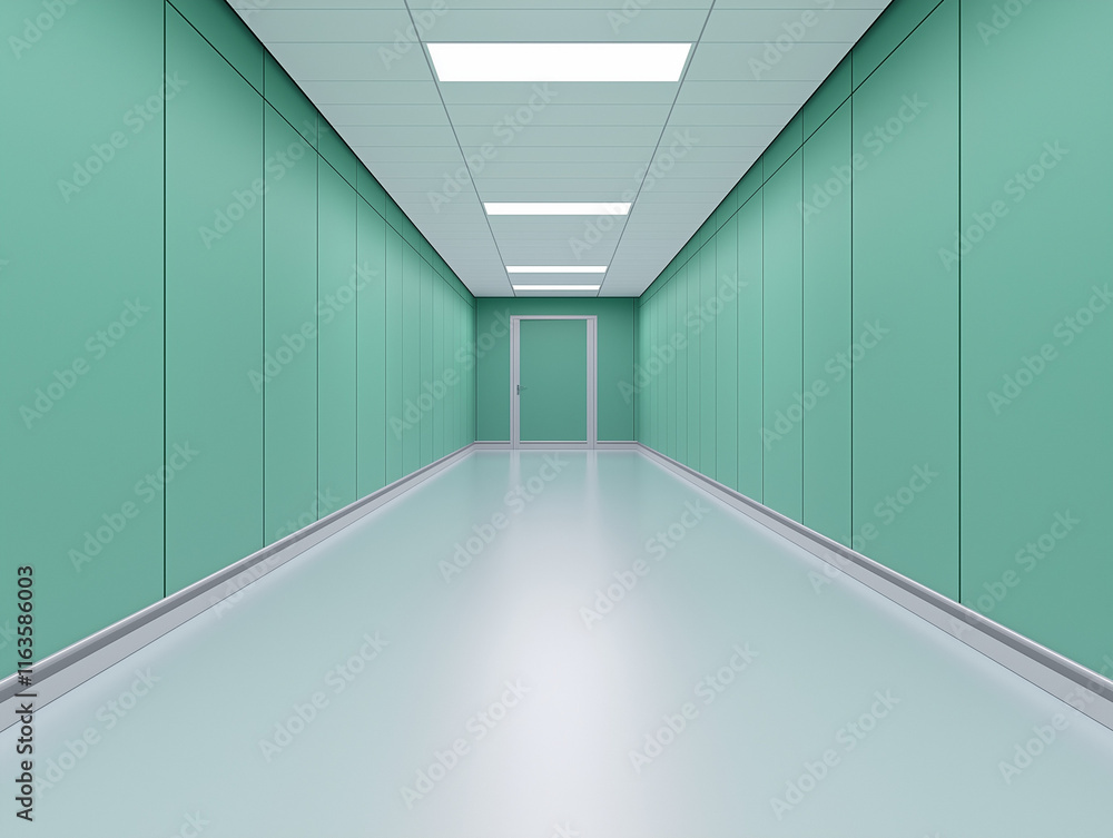 Obraz premium Hallway Featuring Teal Cork Wall Paneling