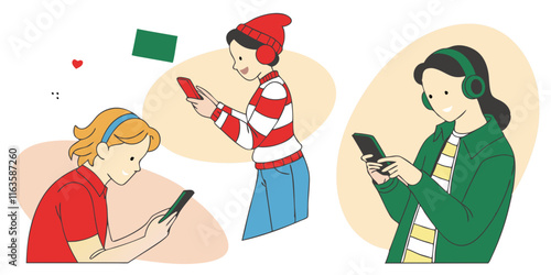 Ai generate engaging digital interaction among youth urban setting illustration modern environment playful concept