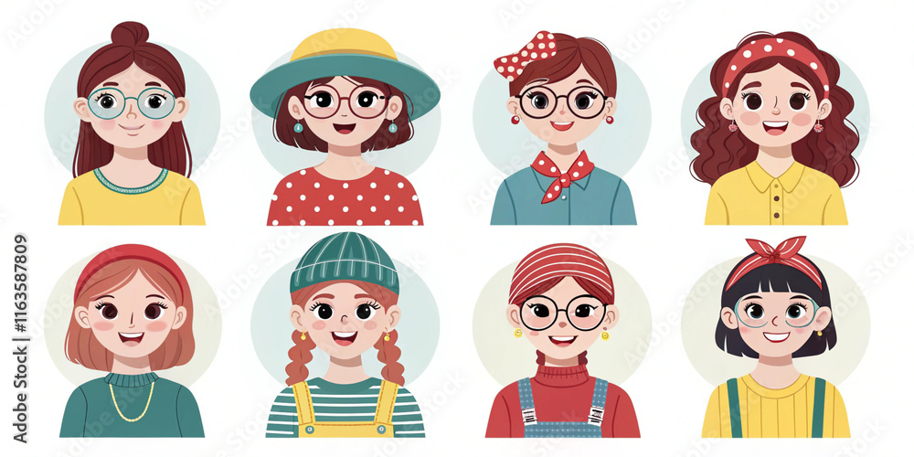 Ai generated collection of cute and funny young stylish portraits digital art whimsical environment playful viewpoint Ai generated collection of cute and funny young stylish portraits digital art whimsical environment playful viewpoint