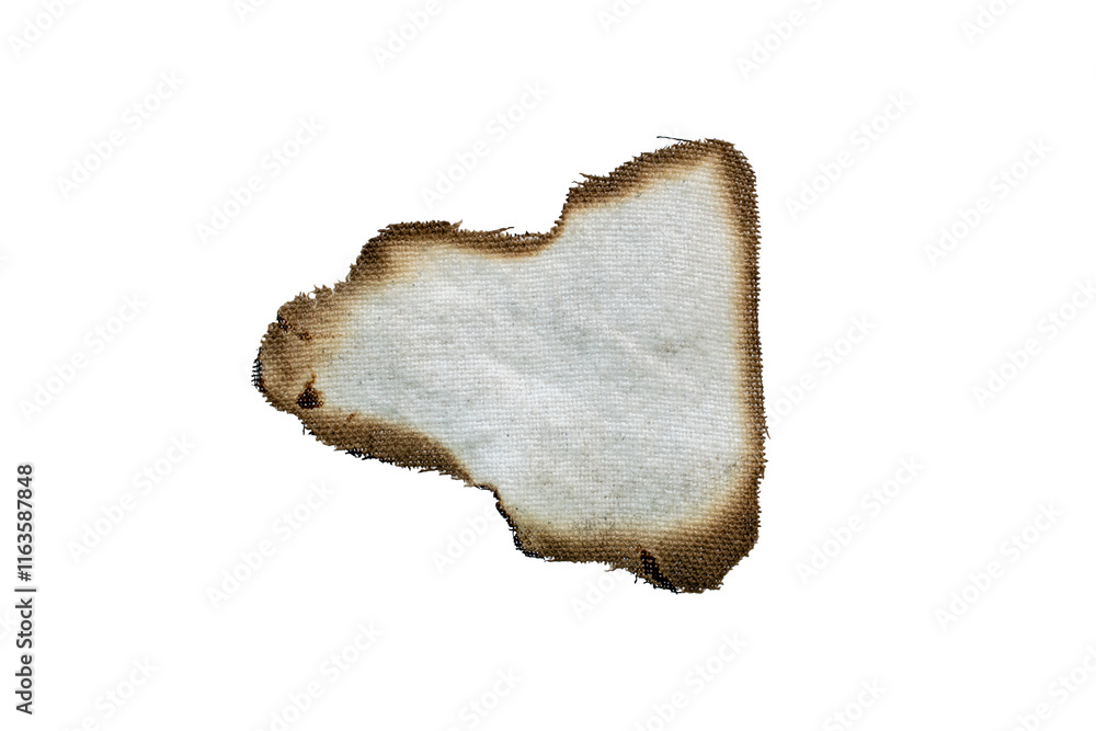 a piece of burnt rag on a white background a piece of burnt rag on a white background