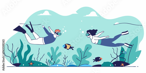 Ai generates underwater adventure snorkeling experience coral reef illustration tropical environment dynamic viewpoint