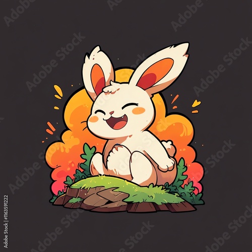 Joyful Bunny in a Sunny Meadow photo