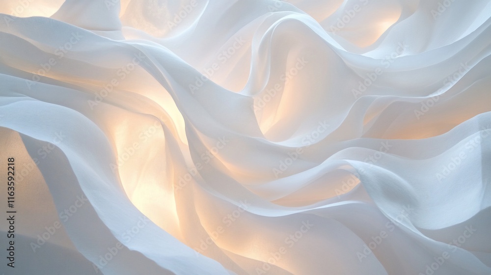 Soft, flowing white fabric with warm light. Soft, flowing white fabric with warm light.