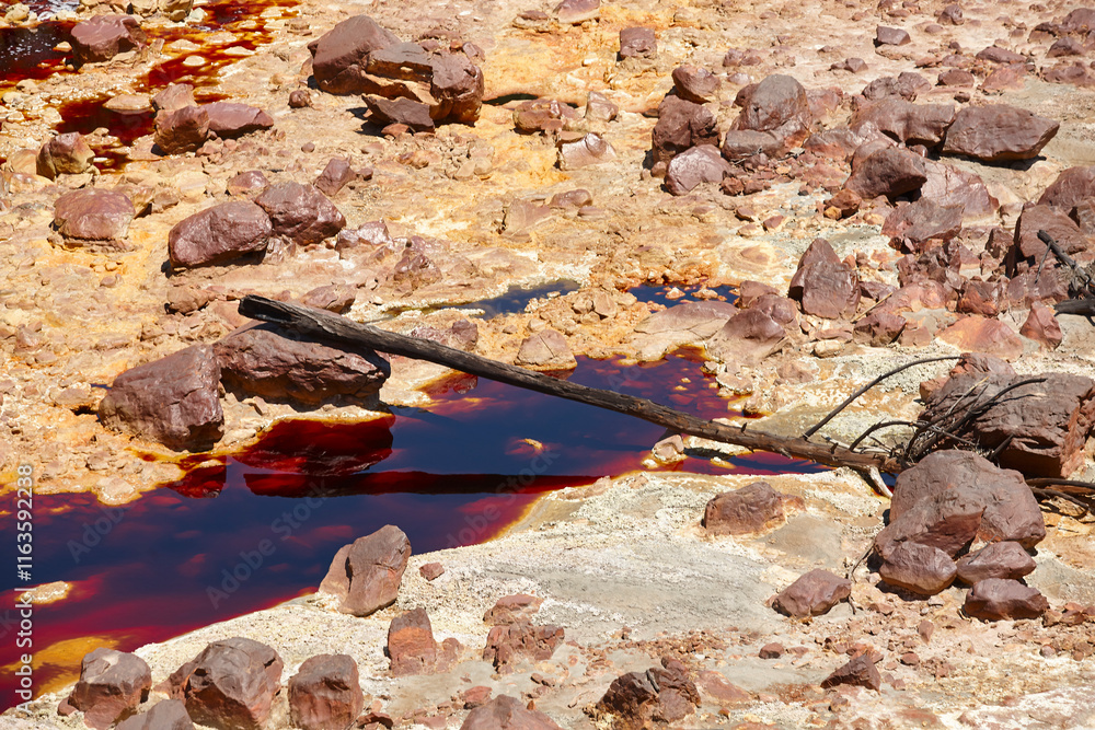 Ferruginous mineral waters. Riotinto opencast mine. Huelva, Andalucia. Spain