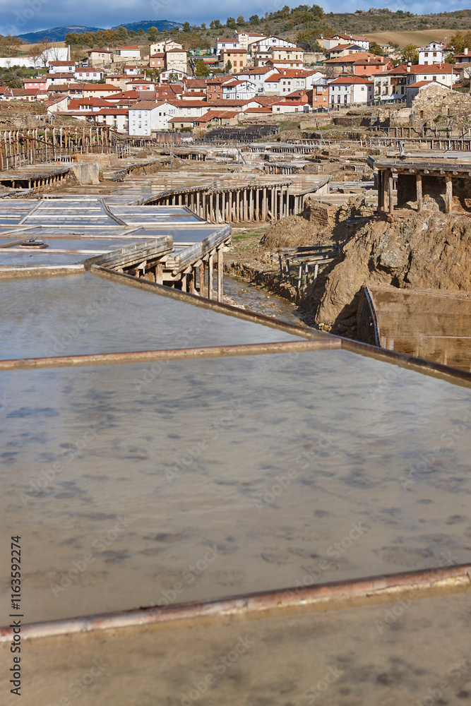 Antique salt platforms in Basque Country. Salinas de Anana. Spain
