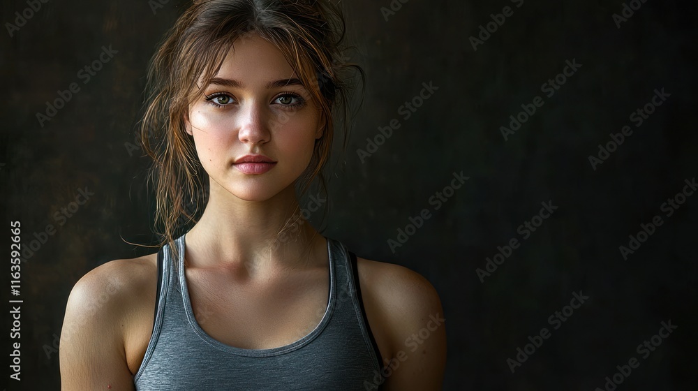 Fototapeta premium Portrait of a Young Woman with Serene Expression