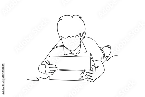Mobile smart phones Concept. Single line draw design vector graphic illustration.	