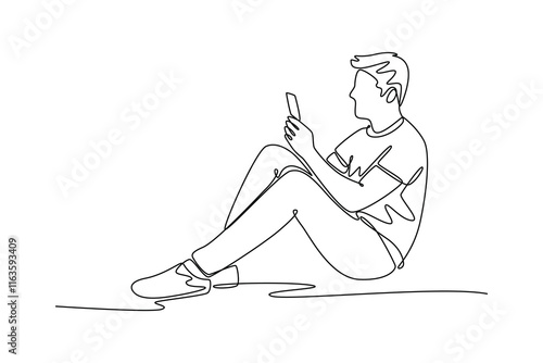 Mobile smart phones Concept. Single line draw design vector graphic illustration.	