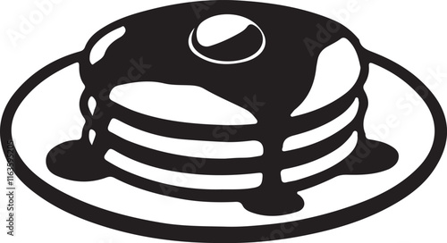 Pancake silhouette vector art illustration. Black and white pancake vector illustration.