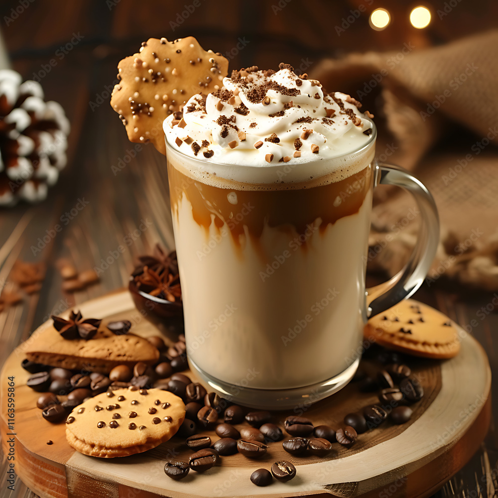 Coffee latte with cookies Coffee latte with cookies
