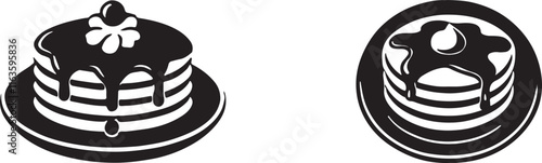 Pancake silhouette vector art illustration. Black and white pancake vector illustration.