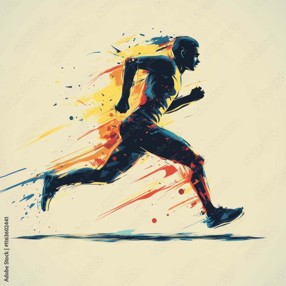 Abstract colorful illustration of a runner in motion. Abstract colorful illustration of a runner in motion.